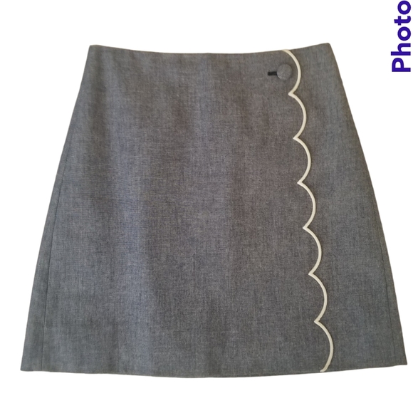 J. CREW Chambray Skirt w/Scalloped Detail | SZ 00 - Picture 3 of 10